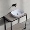 Modern Console Vanity with Grey Oak Shelf, 35